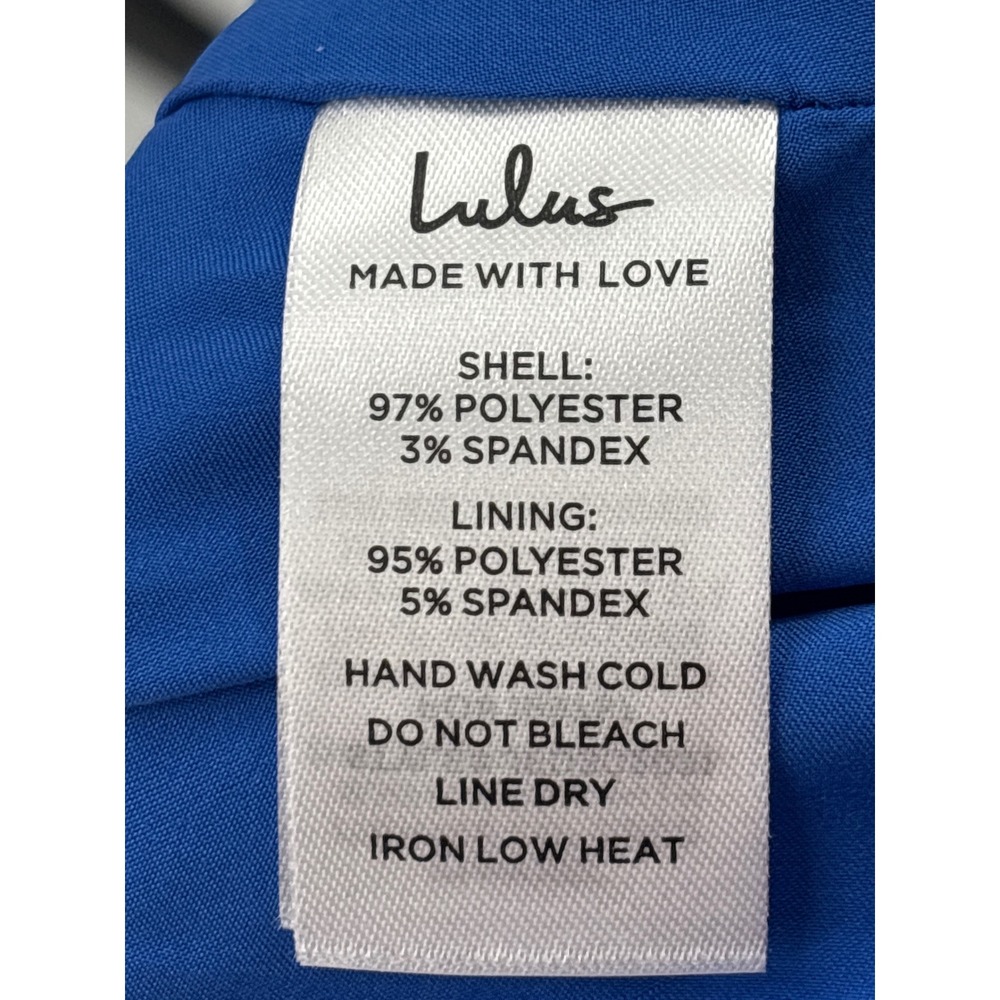 Lulus Exquisite Outlook Royal Blue Floral Jacquard Satin Lace Up Mini Dress S - Picture 12 of 12